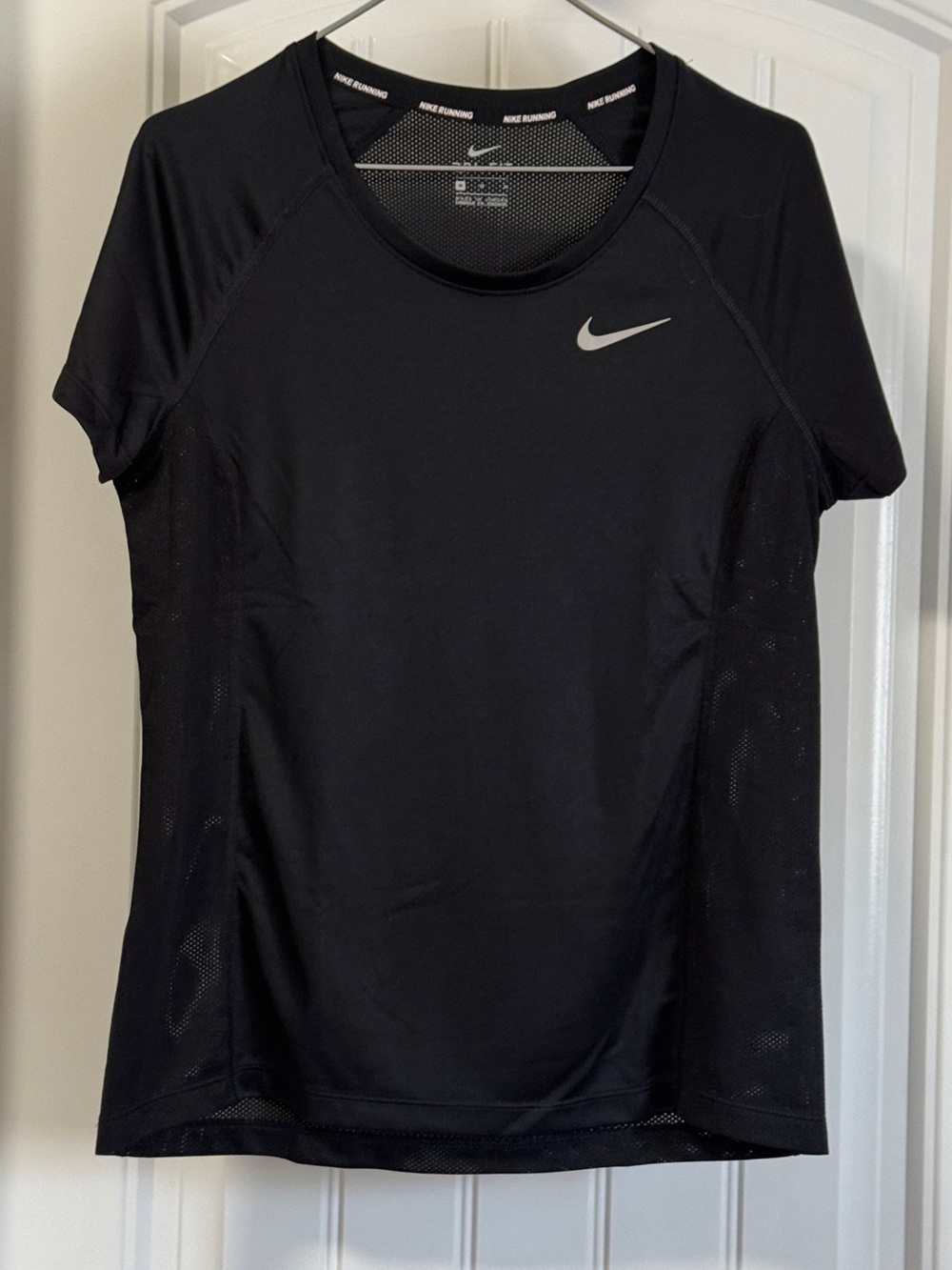 Nike Black Short Sleeve Running Top with Reflective Swoosh